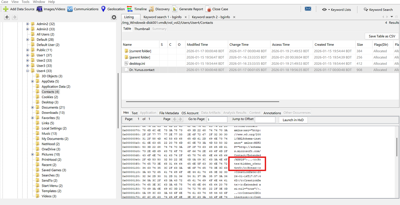 Contact notes evidence