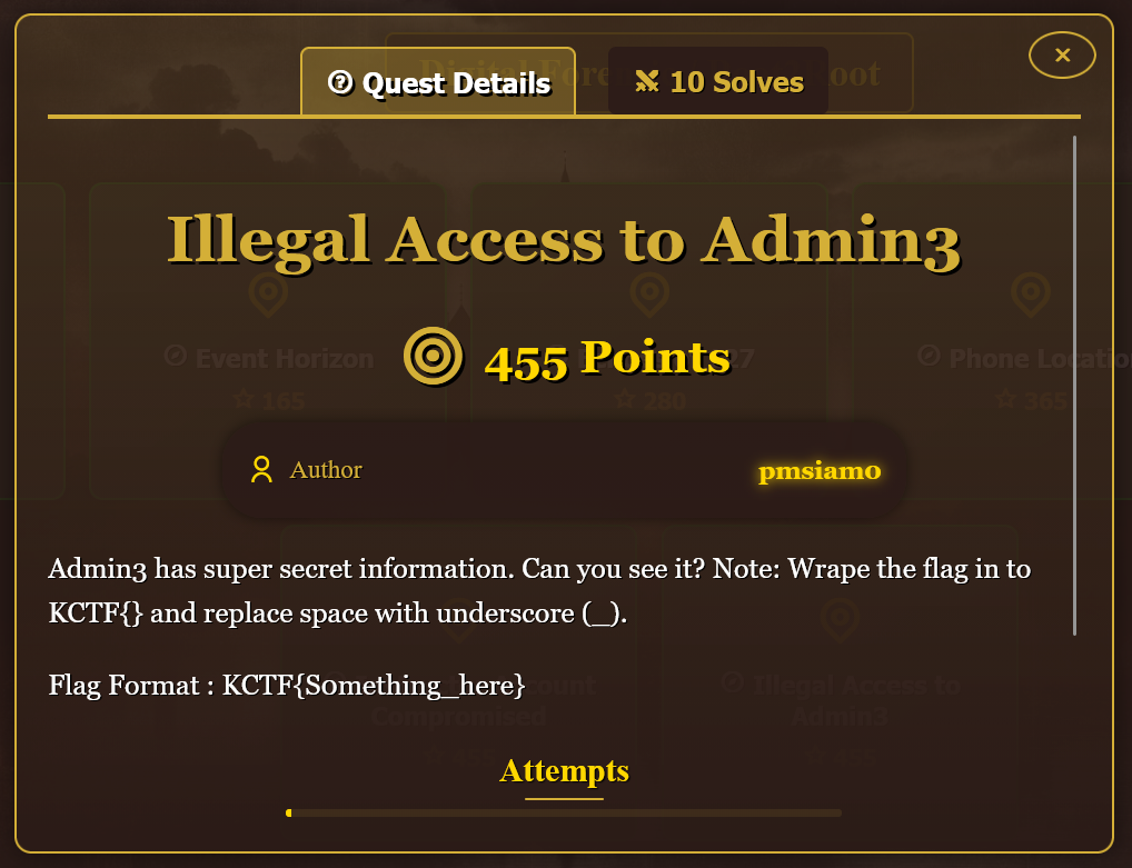 Illegal Access to Admin3